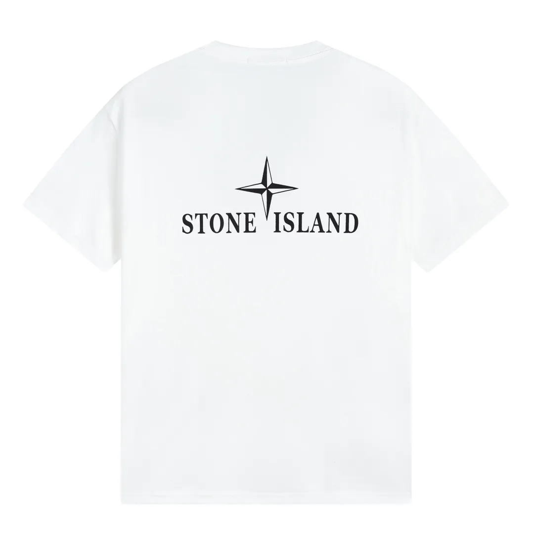 W622#P110 [Stone lsland/Stone Island summer new short-sleeved T-shirt with small compass print on the chest] ⚠️[Original creation with high control of details] - Made of 260 grams of combed cotton with 32-count double yarn, soft and comfortable to the touch, sweat-absorbent and breathable. - Simple, basic and versatile style, original quality, the first choice for couples. - Made in a large factory, four needles and five threads on the shoulder, neat alignment, high quality workmanship. - Same style for men and women, very versatile One piece by hand, the details are clearly visible. Color: Black White Size: M L